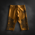 TITAN Unisex Full Leg Compression Slimming Shorts Amber Gold Mandala Crown Edition flat lay