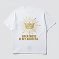 TITAN Greatness Lives Here Oversized Tee Crown Halo white gold divine light warrior streetwear
