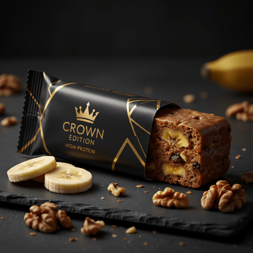 TITAN Banana Bread Walnut Protein Bar — Crown Edition matte black packaging