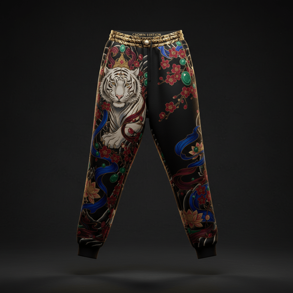 TITAN Women's Sweatpants - White Tiger Empress Crown Edition Design