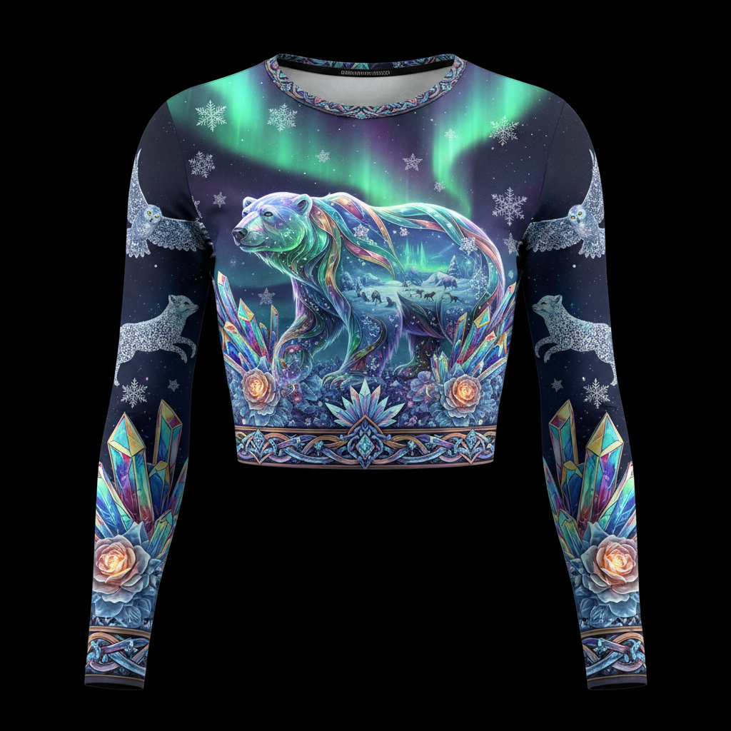 TITAN Women’s Aurora Polar Bear Crystal Long Sleeve Crop — Nanook Edition