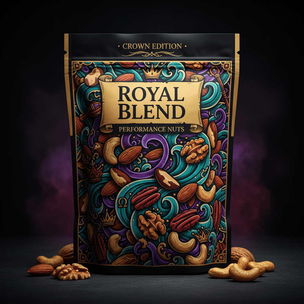 TITAN Mixed Nuts Performance Blend — Crown Edition bold tattoo-style artwork