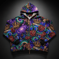 TITAN Crown Edition Tattoo Art Women's Lounge Zip-Up Hoodie - bold galaxy serpent tattoo artwork on matte black fleece