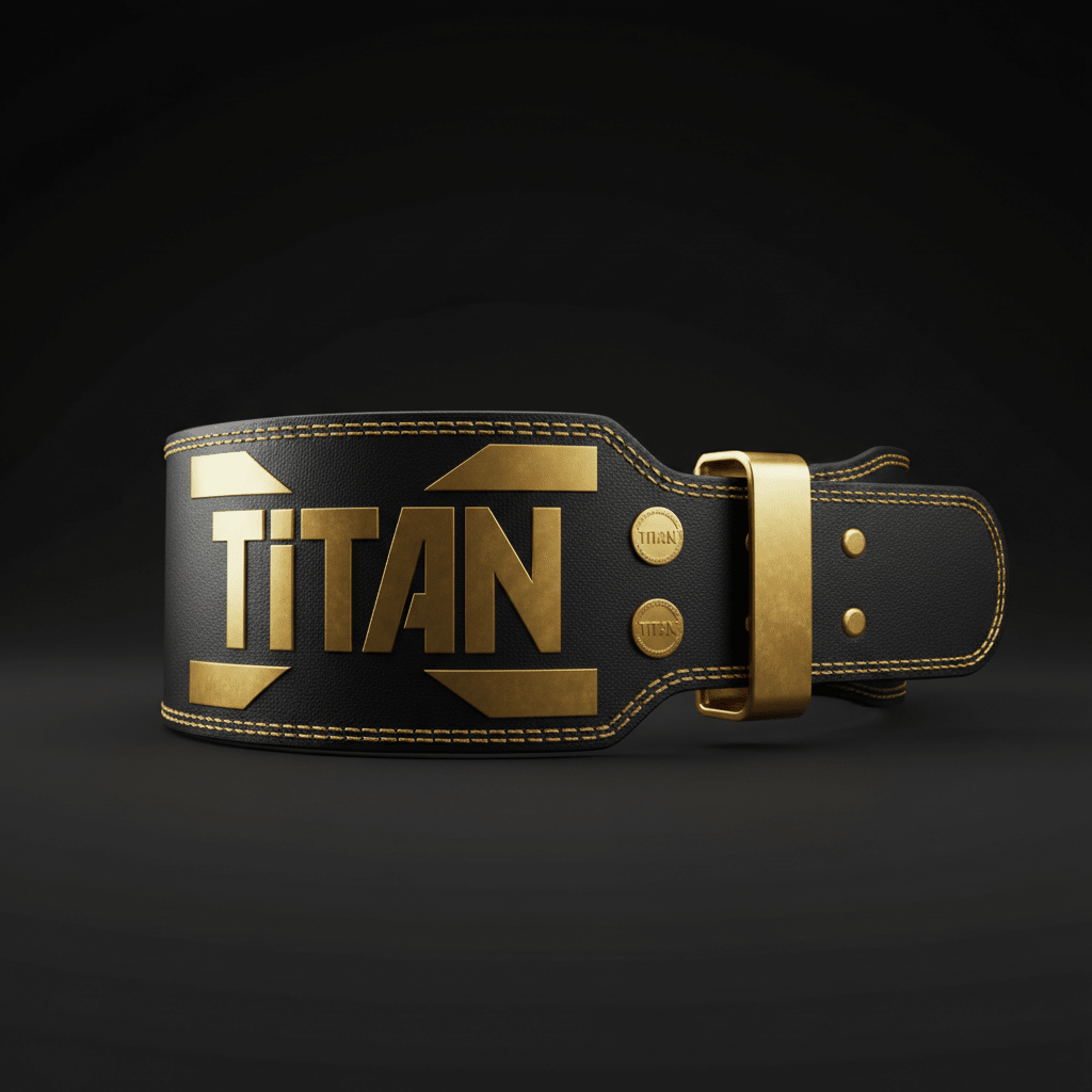 TITAN Weightlifting Belt - Black & Gold Leather Powerlifting Belt