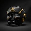 TITAN Boxing Headgear Elite Black — matte black with gold crown logo