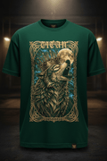 TITAN Wolf Crown Graphic Tee in Forest Gold with gold wolf crown graphic