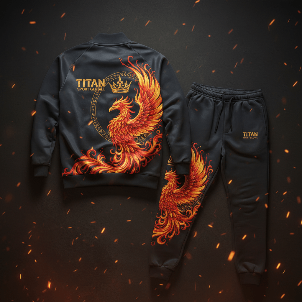 TITAN Crown Edition The Phoenix Rising Tracksuit Charcoal Gold Flame