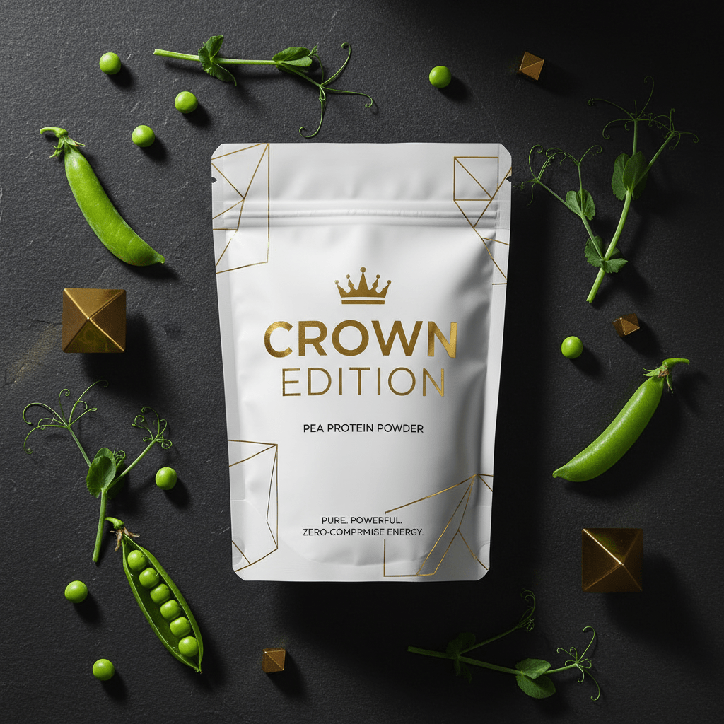 TITAN Pea Protein Powder Unflavored Crown Edition — minimalist flat lay design