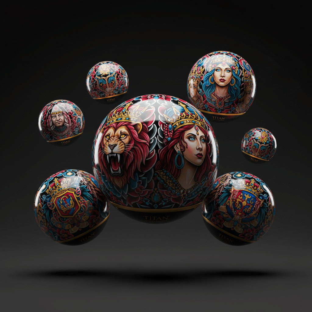 TITAN Massage Ball Set Deep Tissue Trigger Point with bold tattoo-style Crown Edition artwork