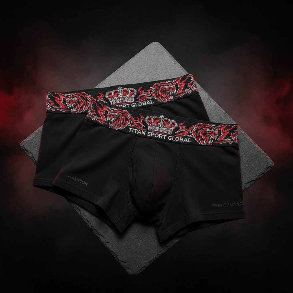 TITAN Men's Boxer Briefs Crown Edition Crimson Silver