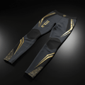 TITAN compression leggings in gray with black and gold accents - storm edition
