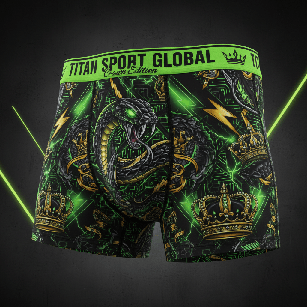 TITAN Crown Edition Men's Neon Viper Boxer Briefs — Black & Neon Green