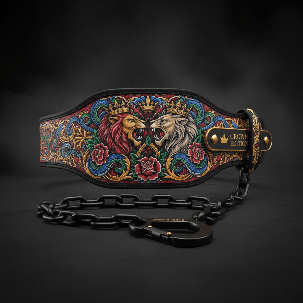 TITAN Crown Edition Leather Dip Belt — Crown Edition matte black and gold