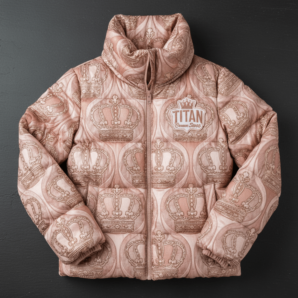 TITAN Women's Rose Gold Crown Puffer Jacket — Queen SWAG Edition