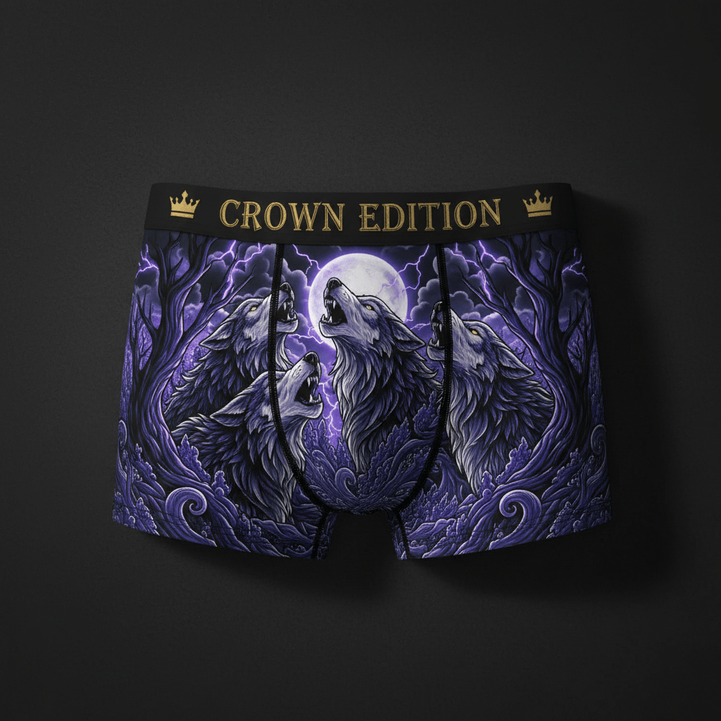 TITAN Crown Edition Men's Boxer Briefs — Wolf Pack Tattoo Art