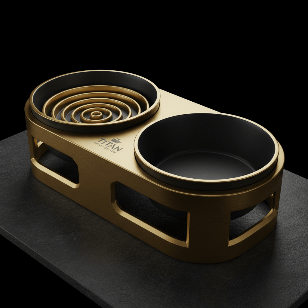 TITAN Gentle Giant DineMaster Slow-Feed Elevated Bowl Set — Crown Edition