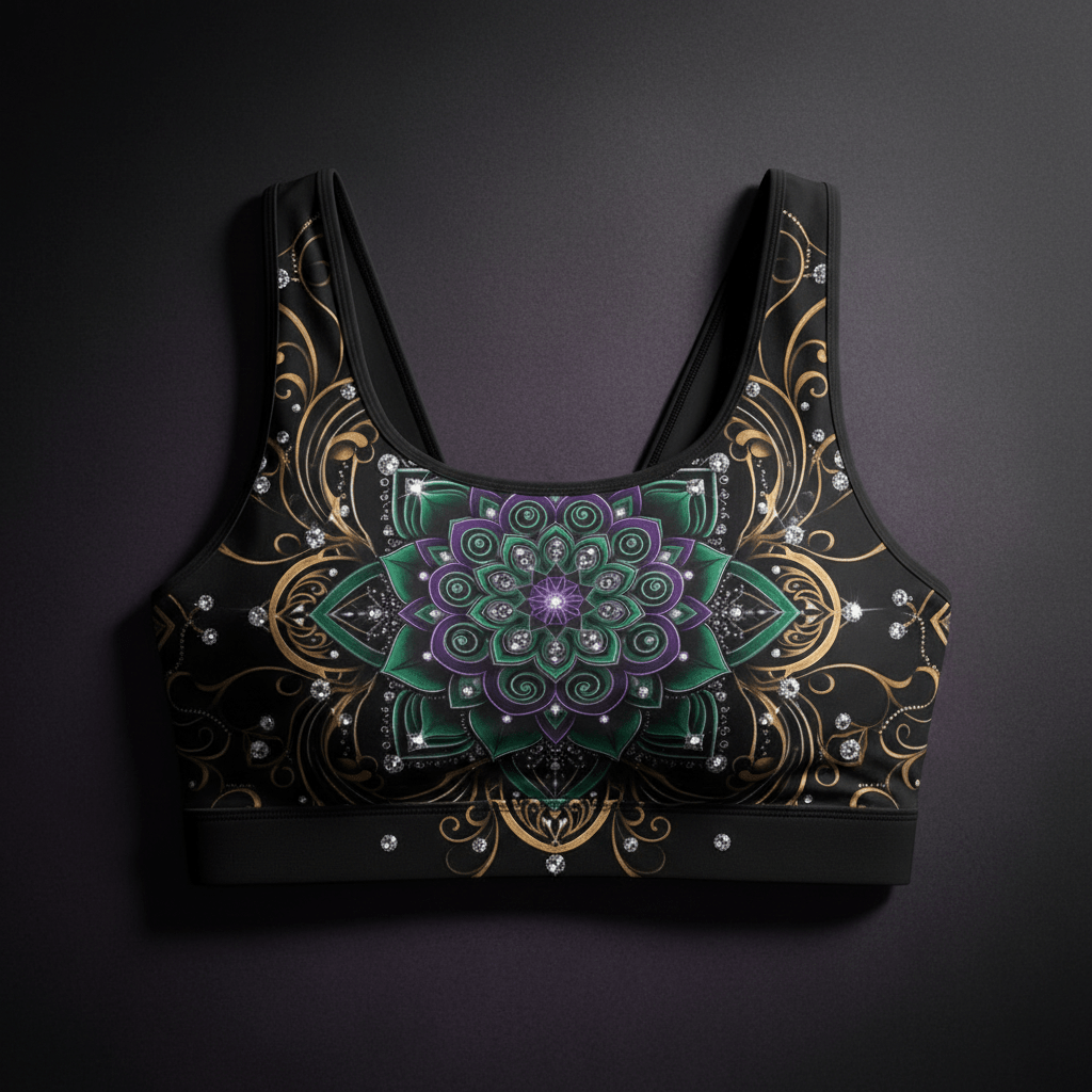 TITAN Crown Edition Women's Sports Bra — Sacred Mandala Queen Tattoo Art