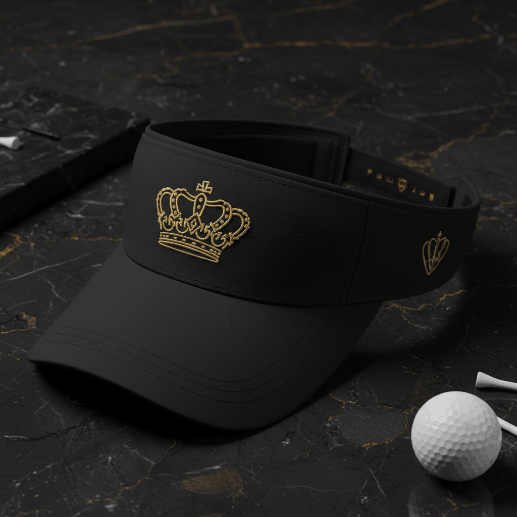 TITAN Golf Visor Crown Edition matte black gold crown embroidery wide brim moisture-wicking performance fabric