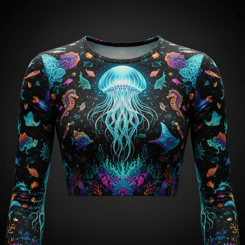 TITAN Women’s Bioluminescent Deep Ocean Long Sleeve Crop — Abyss Edition