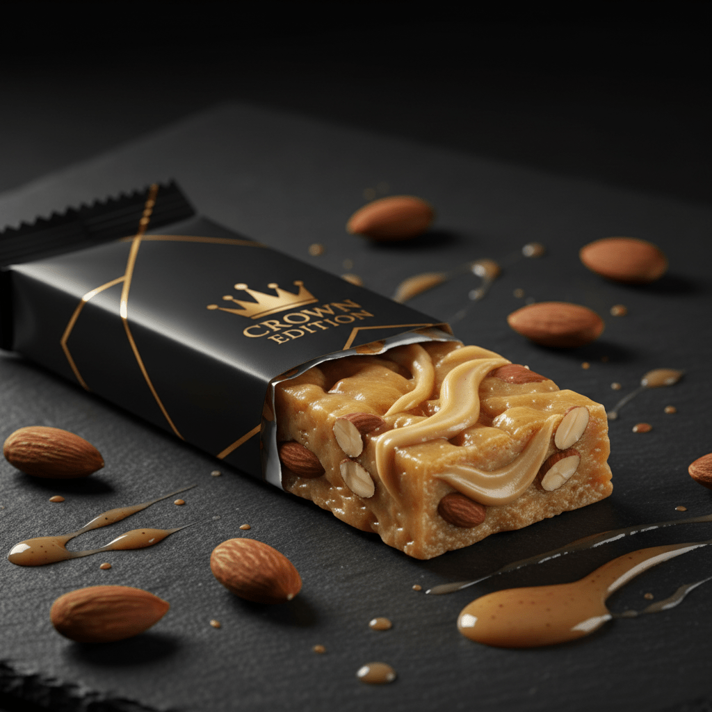 TITAN Vanilla Almond Butter Protein Bar — Crown Edition matte black packaging
