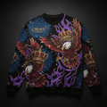 TITAN Crown Edition Tattoo Art Men's Lounge Crewneck - bold eagle mandala tattoo artwork on matte black heavyweight fleece