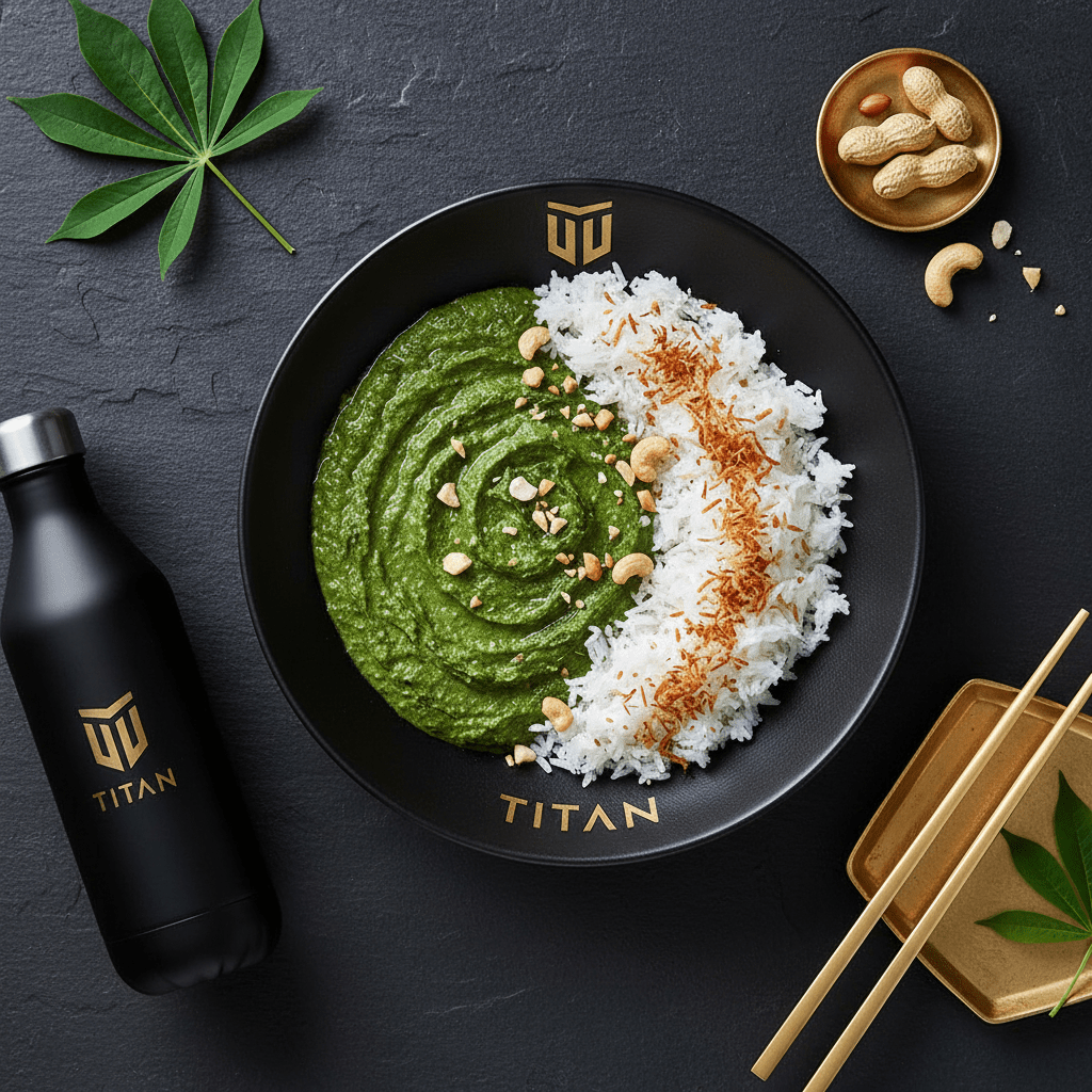 TITAN Mozambican Vegan Matapa Cassava Leaf & Peanut Breakfast Bowl
