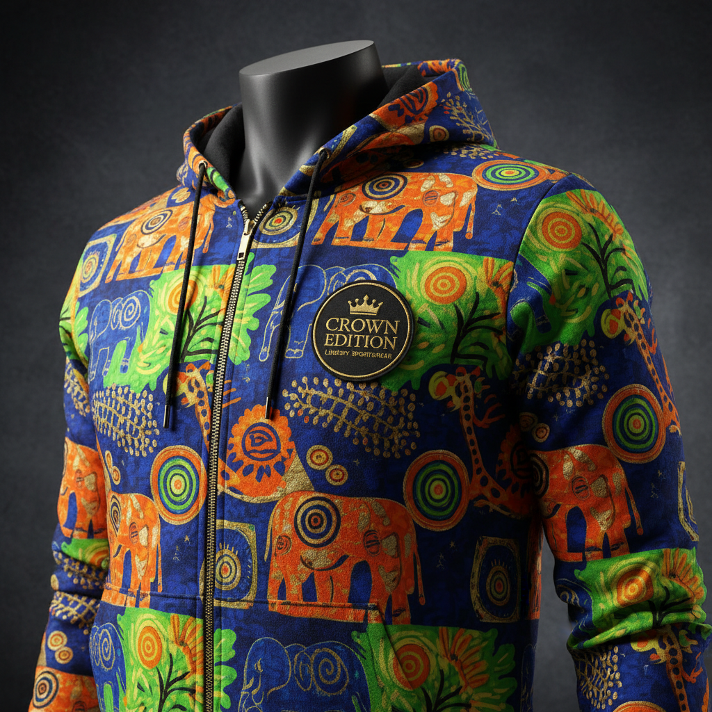 TITAN Swahili Tinga Tinga Zip-Up Hoodie — Savanna Art Edition