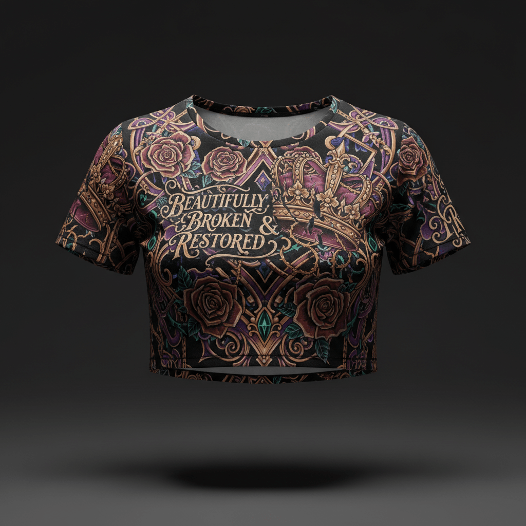 Women's Crop Top — Beautifully Broken & Restored — Crown Edition