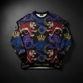 TITAN Crown Edition Tattoo Art Men's Lounge Split Hem Sweatshirt - bold colorful tattoo artwork on matte black heavyweight fabric