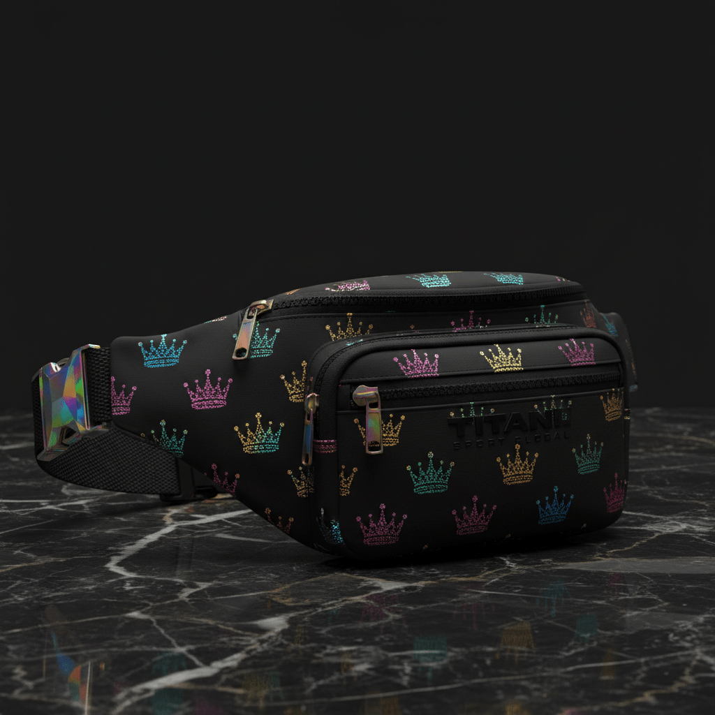 TITAN Crown Waist Pack — Matte Black Holographic Rainbow