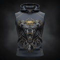 TITAN Men's Compression Slimming Hoodie Vest Slate Grey Bear Crown Edition flat lay