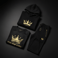 TITAN Apparel Crown Gift Set — Crown Edition Hoodie, T-Shirt & Joggers flat lay