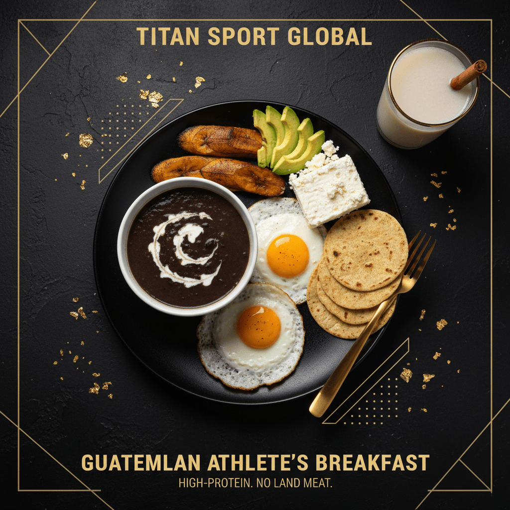 TITAN Guatemalan Black Bean Egg Power Breakfast flat lay dark luxury