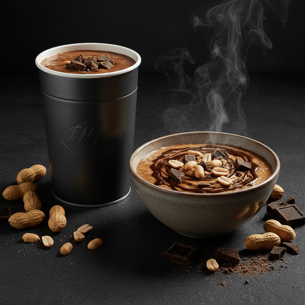 TITAN Protein Oatmeal Cup – Peanut Butter Chocolate, premium product photography