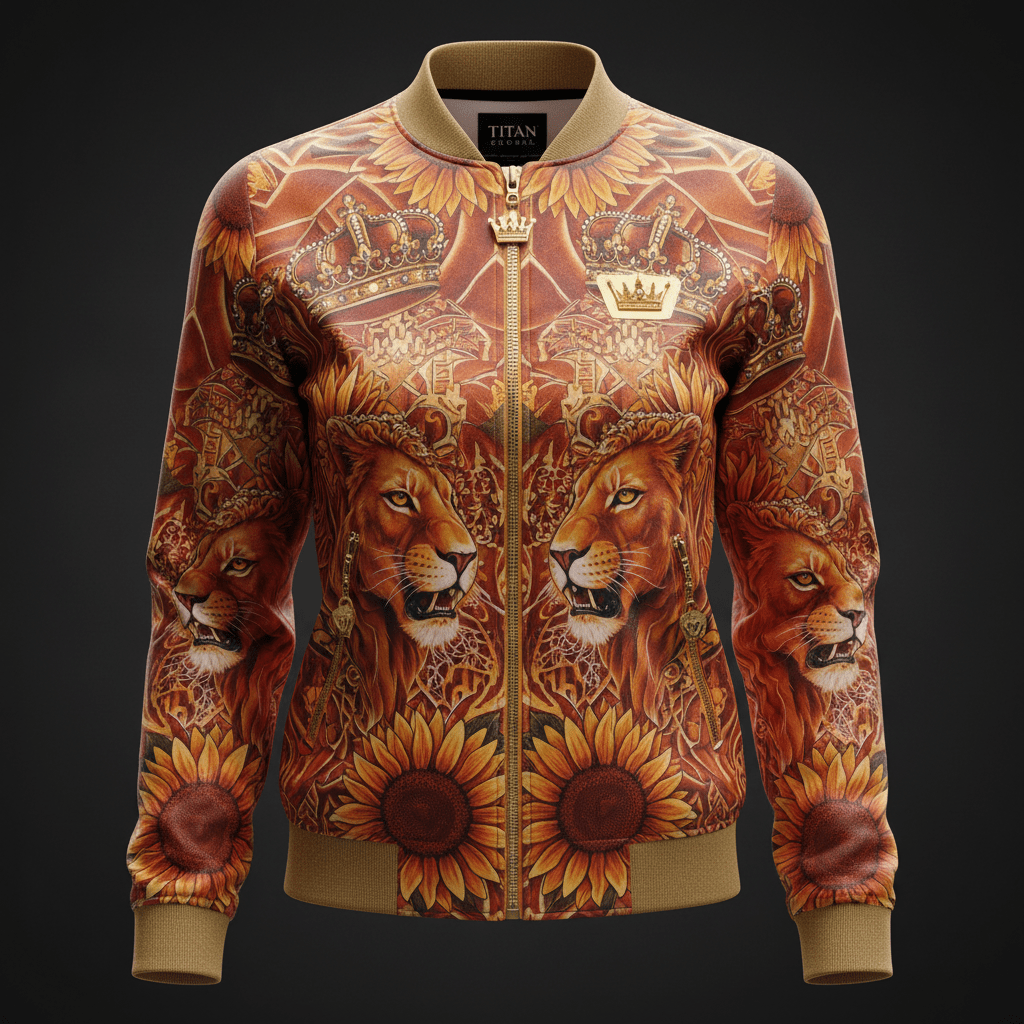 TITAN Crown Edition Women's Lioness Bomber Jacket — Burnt Orange & Gold