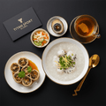 TITAN Chinese Steamed Fish Congee Power Breakfast meal kit flat lay dark luxury