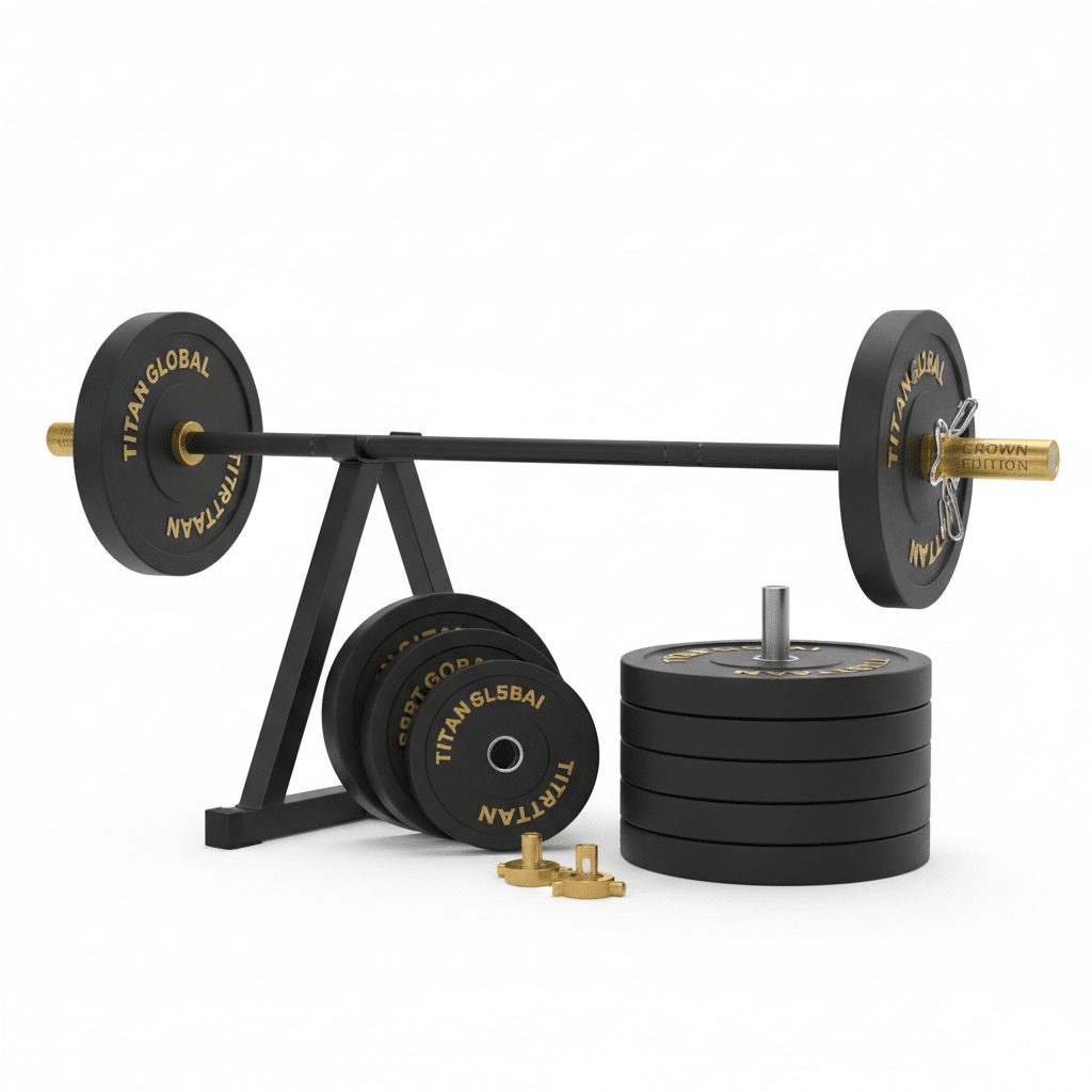 TITAN Olympic Barbell & Weight Plate Home Gym Set — Crown Edition