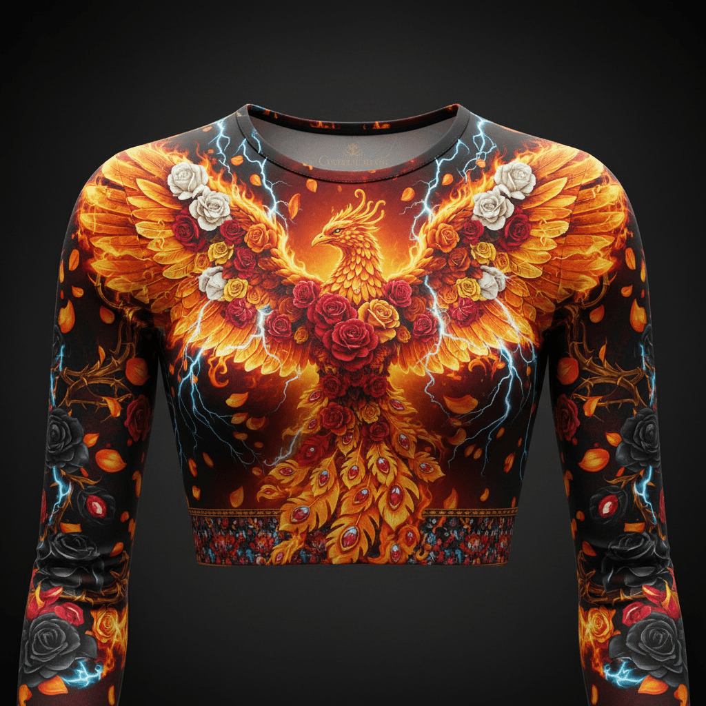 TITAN Women’s Phoenix Rose Inferno Long Sleeve Crop — Ember Edition