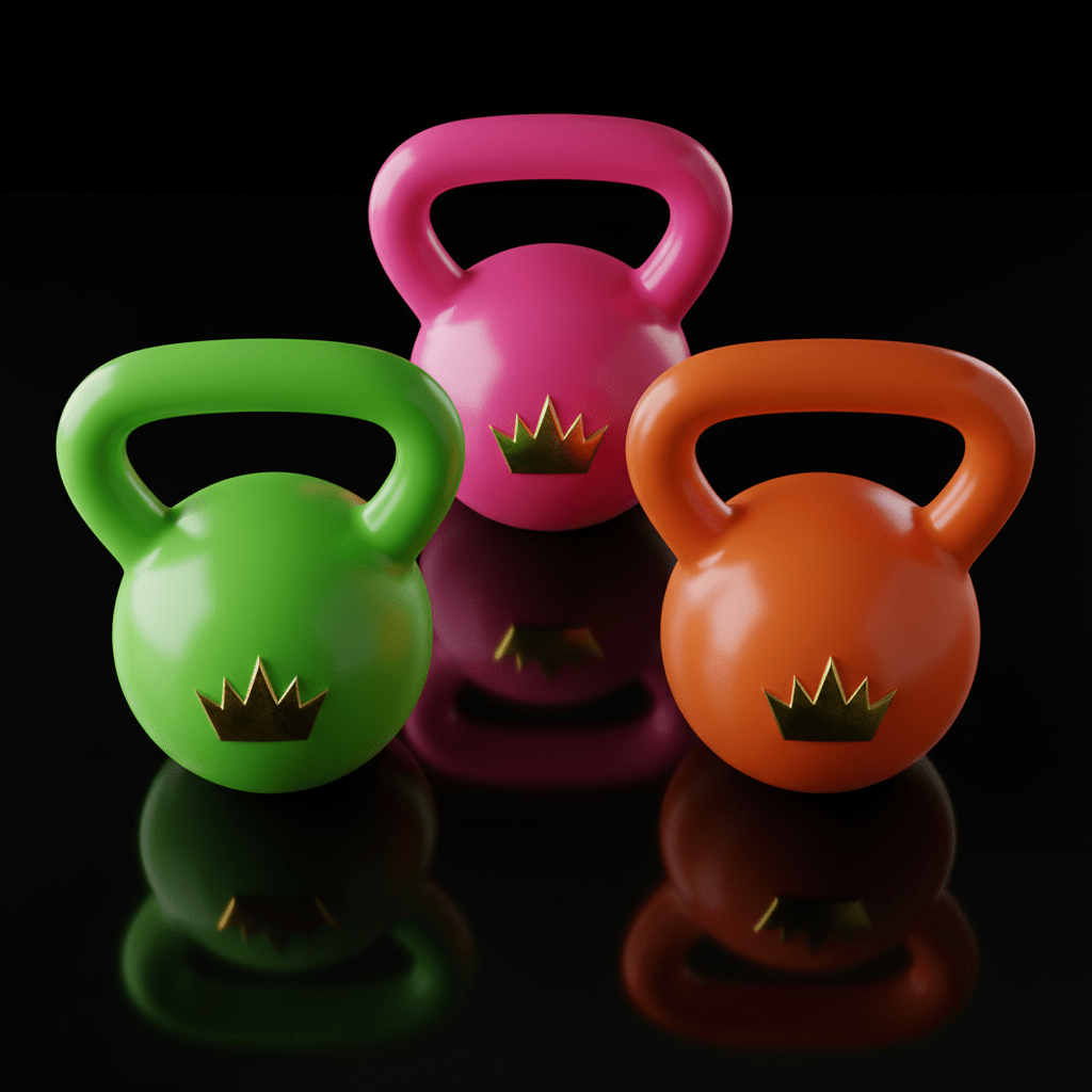 TITAN Vinyl Kettlebell Set Neon Crown Edition 3 neon colors