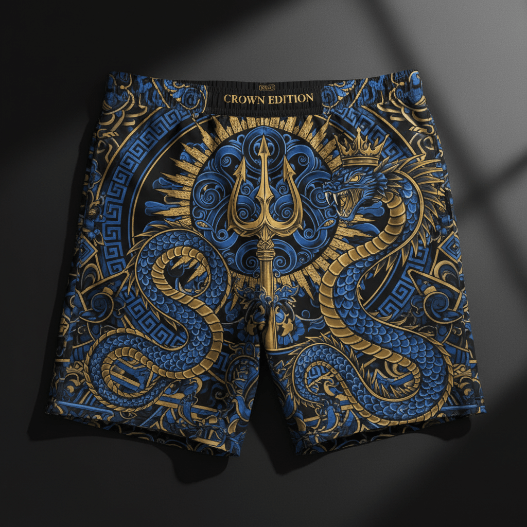 TITAN Men's Swim Trunks Sea Serpent King Crown Edition