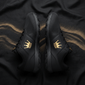 TITAN Volleyball Sand Shoes Crown Edition matte black mesh gold crown logo sand-grip outsole minimalist beach pair flat lay