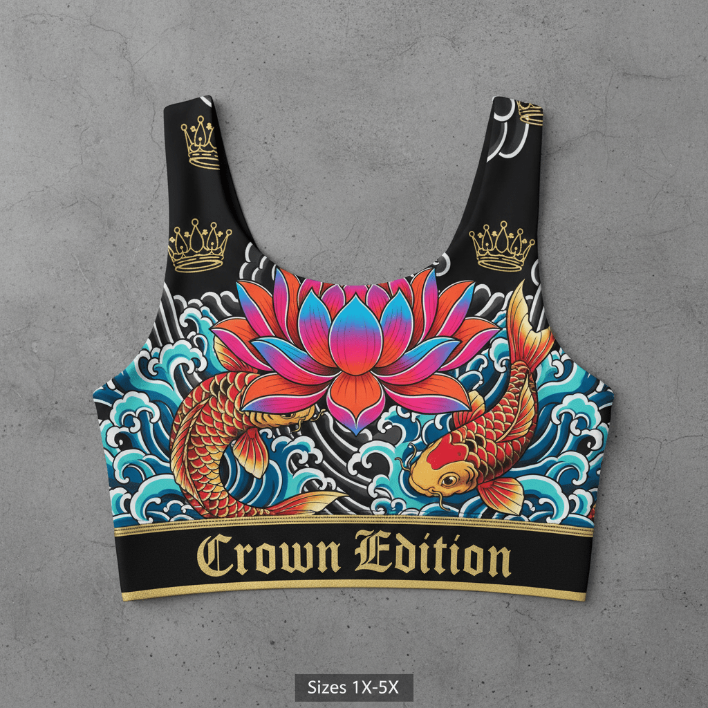 TITAN Plus Women's Lotus Koi Sports Bra — Inclusive Crown Edition
