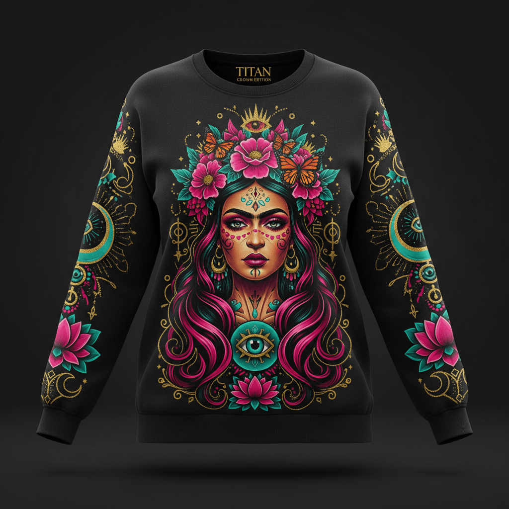TITAN Plus Women's Goddess in Bloom Crewneck — Spiritual Crown Edition sizes 1X–5X