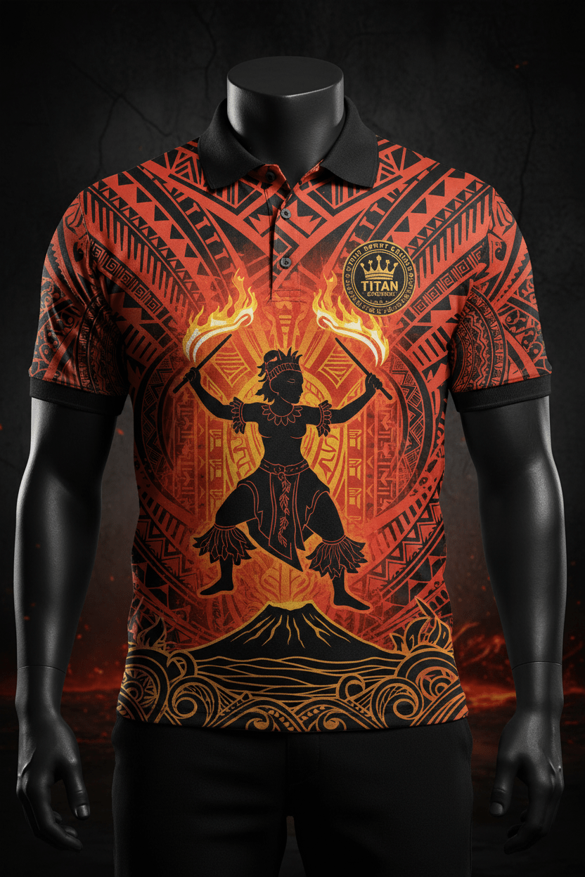 TITAN Men's Polynesian Fire Dancer Sport Polo Ahi Edition