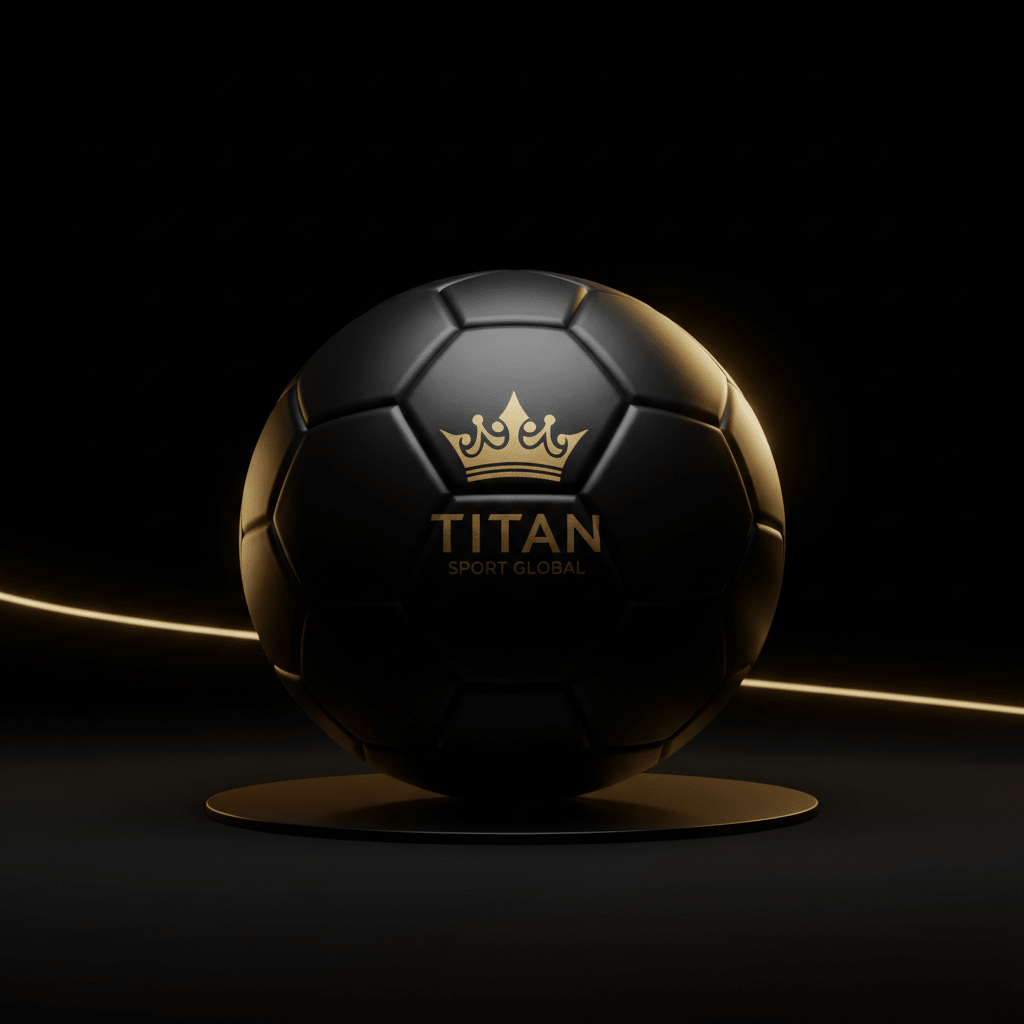 TITAN Soccer Ball Blackout Crown — matte black with gold crown logo