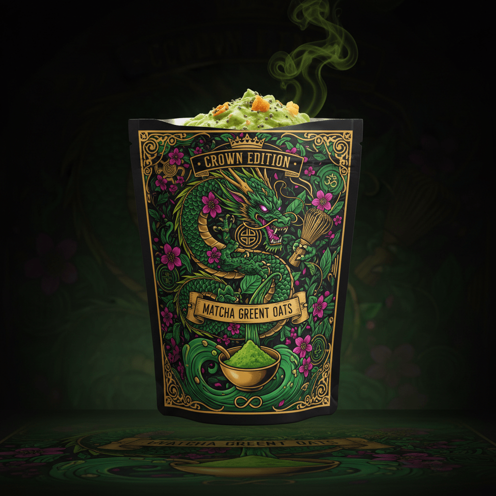 TITAN Overnight Oats Kit Matcha Green Tea — Crown Edition bold tattoo-style artwork