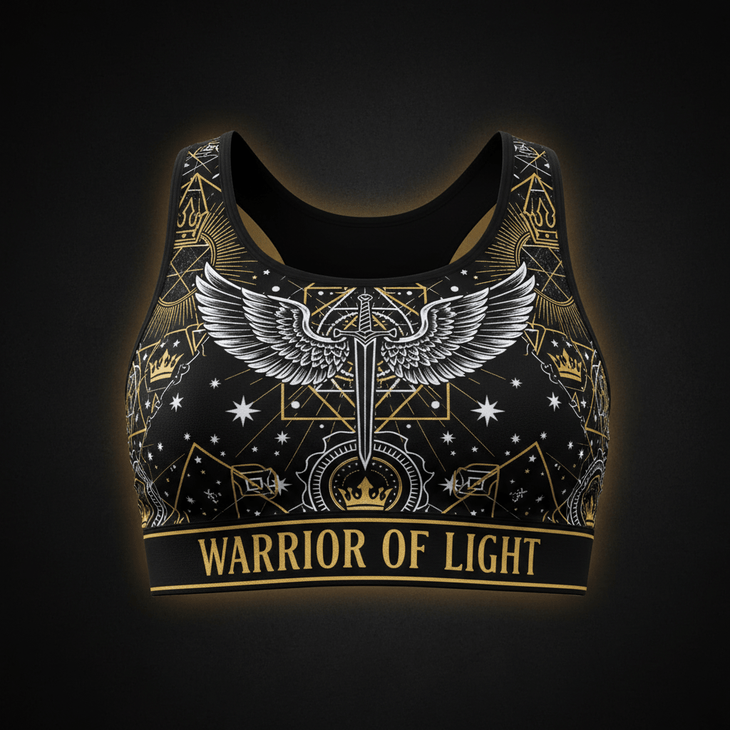 TITAN Women's Sports Bra Warrior Of Light Crown Edition flat lay