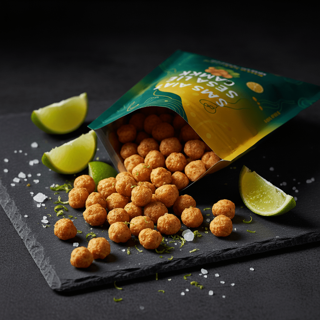 TITAN Roasted Chickpea Snack – Sea Salt & Lime, premium product photography