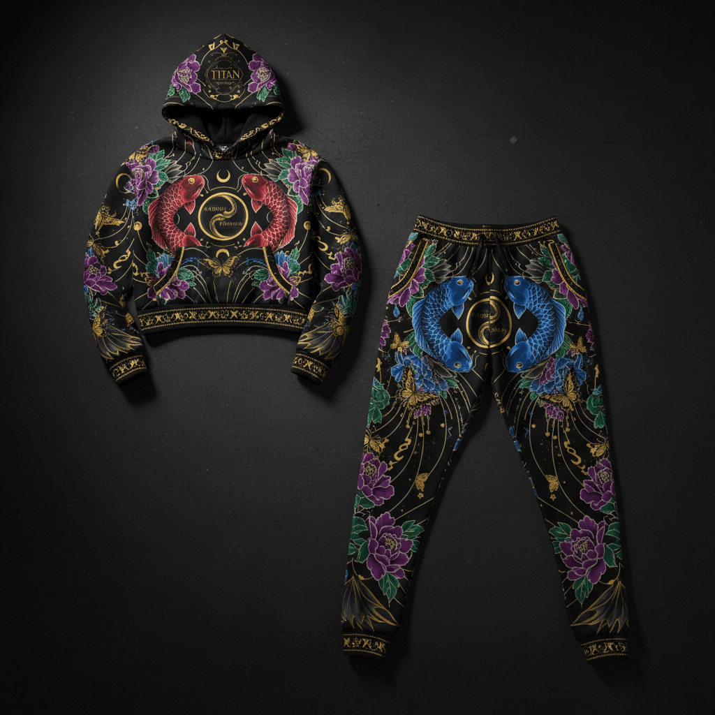 TITAN Women's Jogger Set - Twin Koi Crown Edition Design