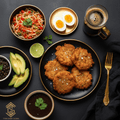 TITAN Haitian Akra Black Bean Power Breakfast flat lay dark luxury